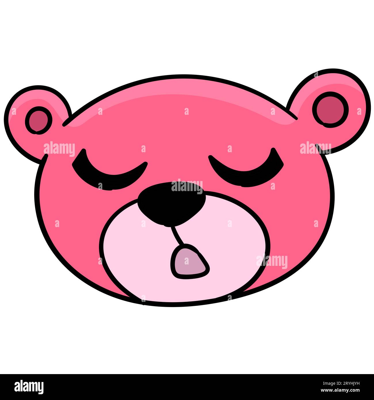 bear head pink eyes closed sleep, vector illustration carton emoticon