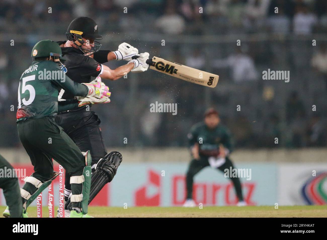 New Zealand batter Will Young bats during the Bangladesh and New