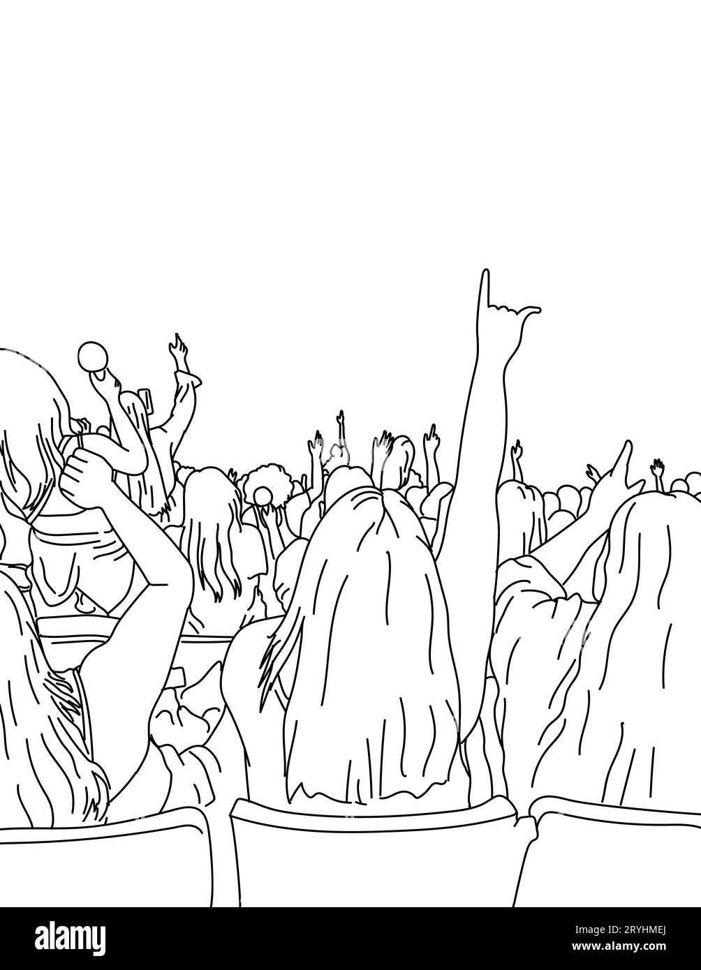 Sport crowd line drawing Black and White Stock Photos & Images - Alamy