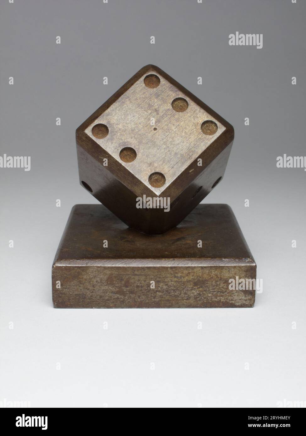 Art Deco Edgar Brandt wrought iron paperweight in the form of a dice