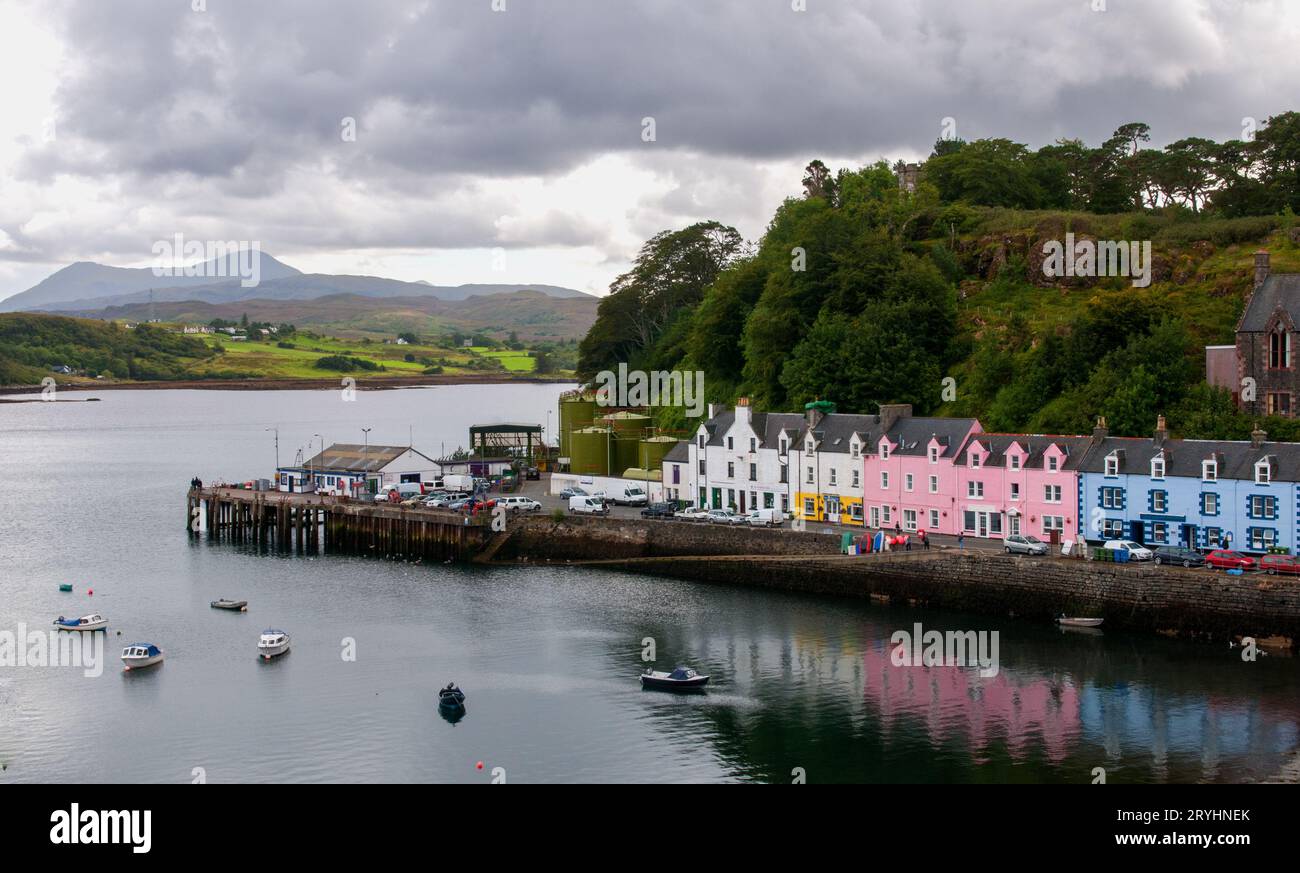 Colorful houses in Portree town, the capital city of the Isle of Skye
