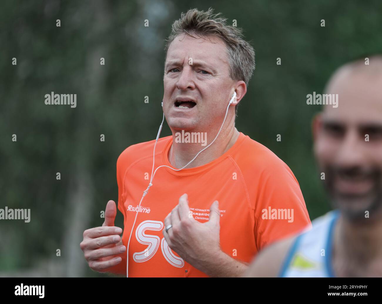 Runners in the Leicester Half Marathon 2023 going through the halfway