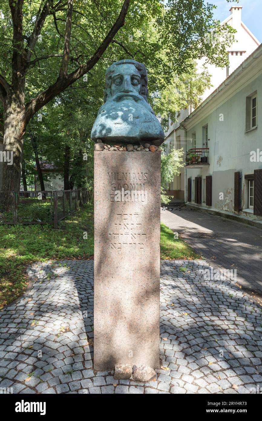 Vilnius, Lituania AUGUST 13, 2023. Sculpture of Elijah ben Solomon Zalman known as Vilna Gaon Stock Photo