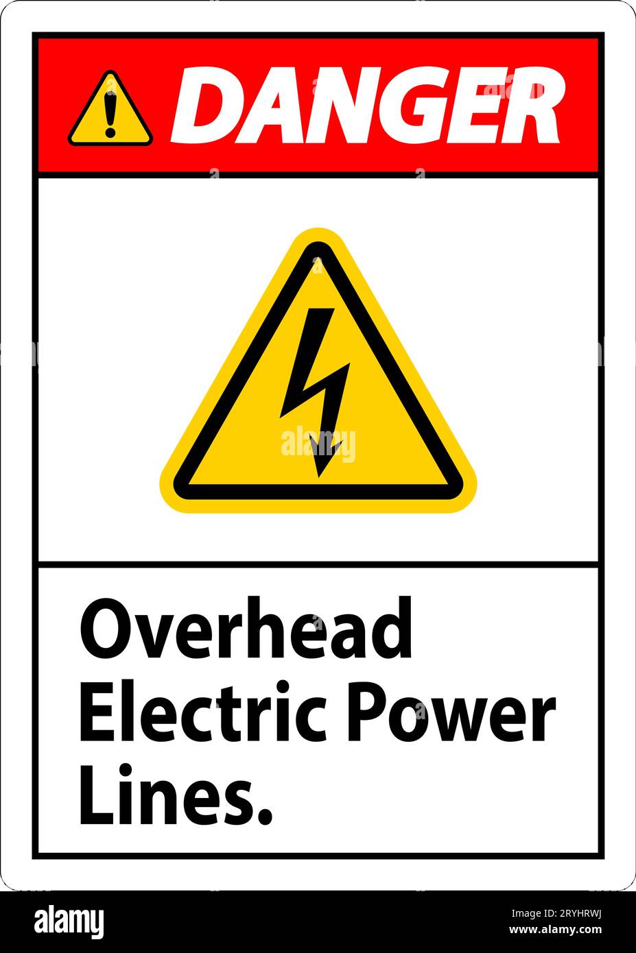 Danger Sign Overhead Electric Power Lines Stock Vector Image & Art Alamy