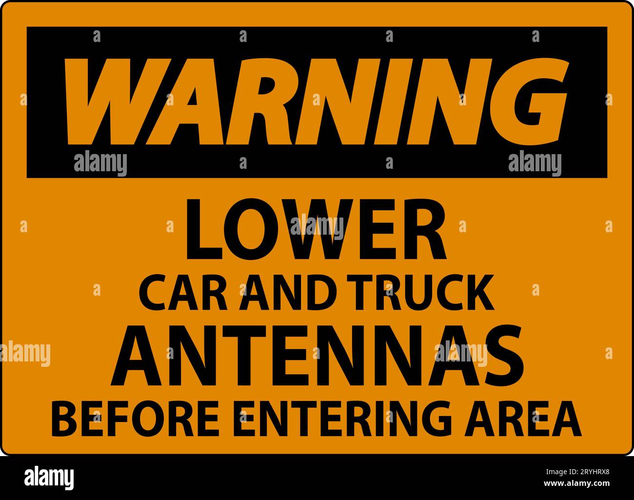 Warning Sign Lower Car And Truck Antennas Before Entering Area Stock Vector