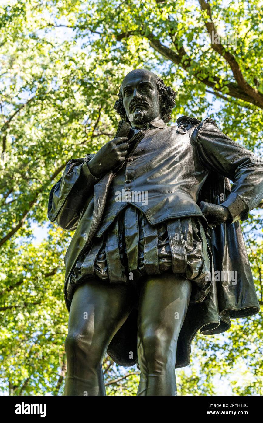 The bronze statue of William Shakespeare in Central Park, upper