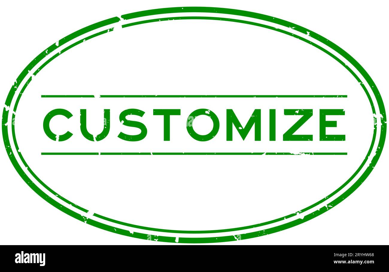 Grunge green customize word oval rubber seal stamp on white background ...