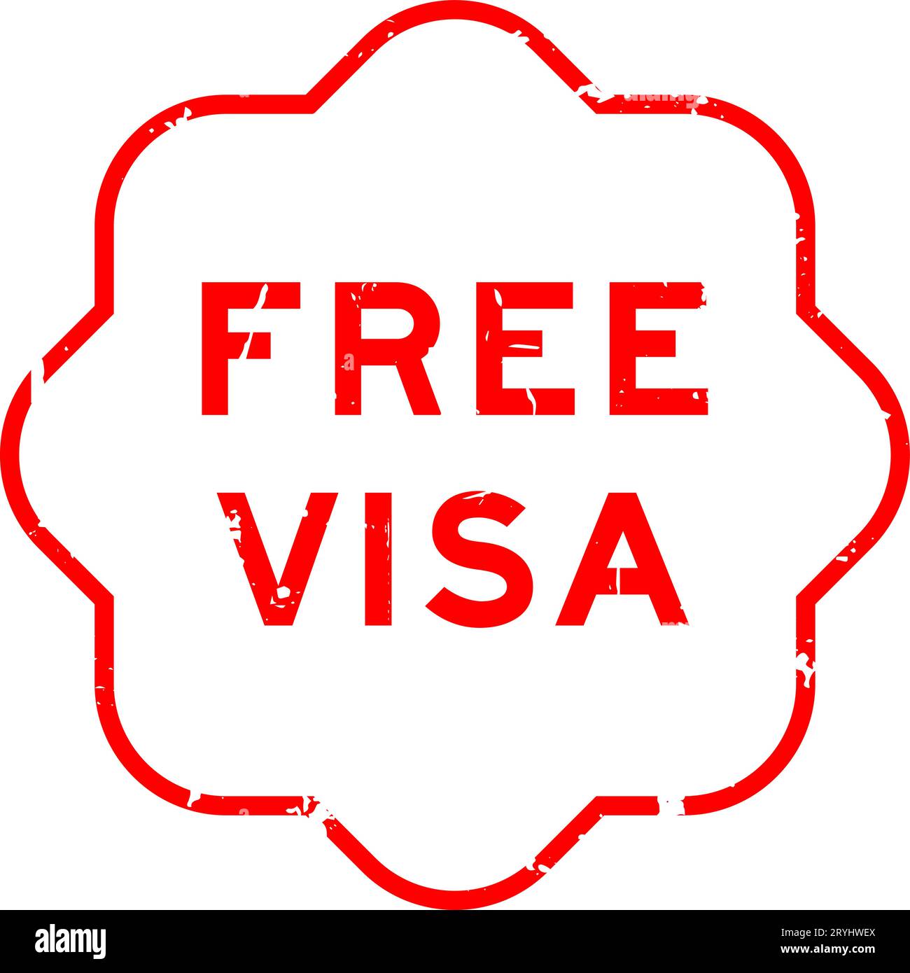 Grunge red free visa word rubber seal stamp on white background Stock Vector