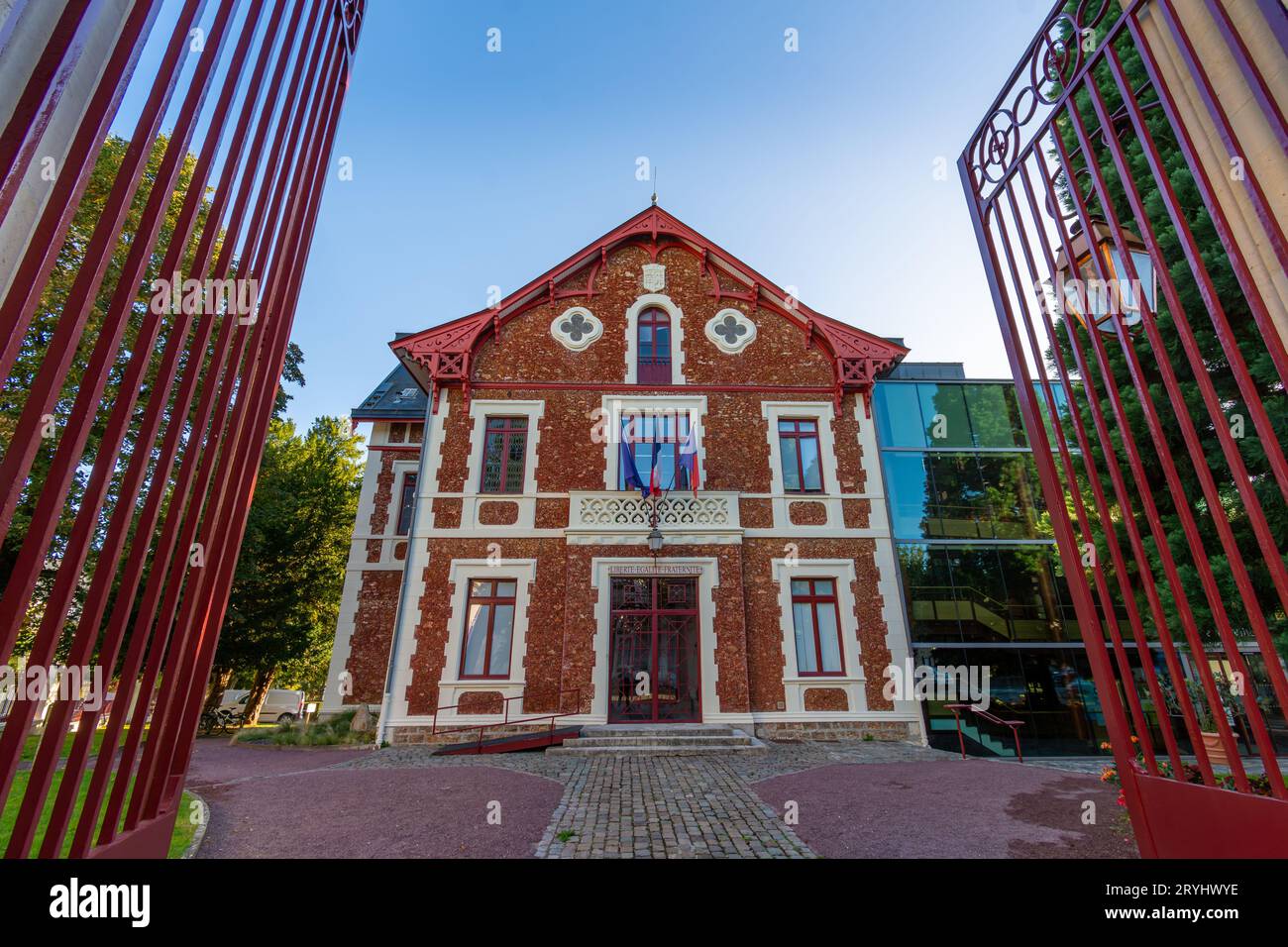 Exterior view of Viroflay city hall. Viroflay is a town located in the Yvelines department in the Ile-de-France region, west of Paris Stock Photo