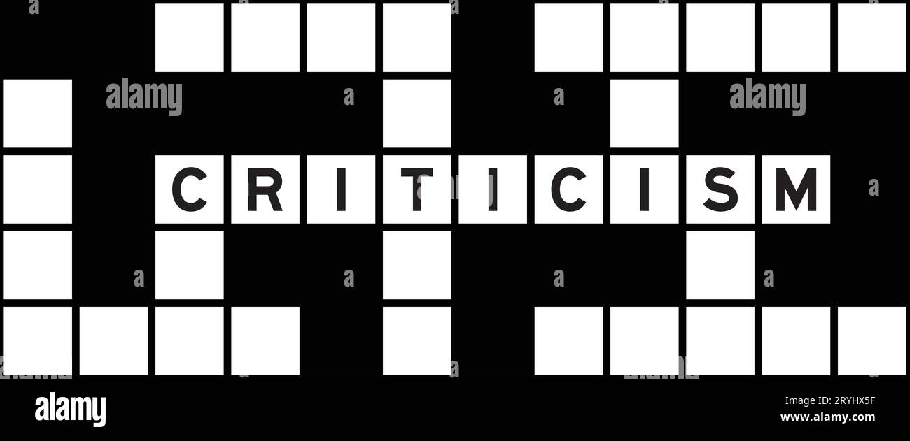 Alphabet letter in word criticism on crossword puzzle background Stock Alphabet letter in word criticism on crossword puzzle background Stock