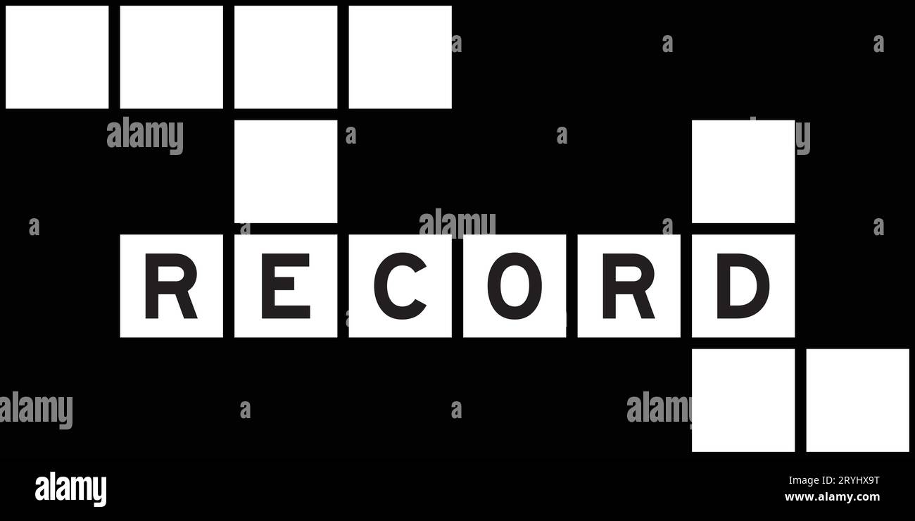 Alphabet letter in word record on crossword puzzle background Stock Vector