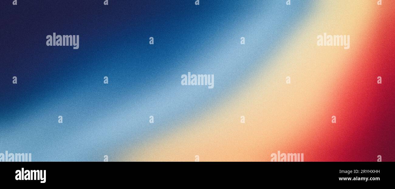 Blue red yellow gradient grainy background, blurred colors noise textured banner design, Stock Photo