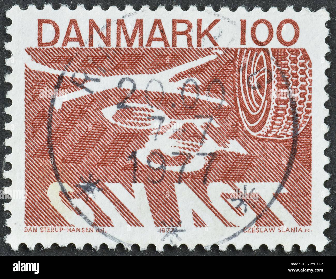 Cancelled postage stamp printed by Denmark, that promotes New traffic