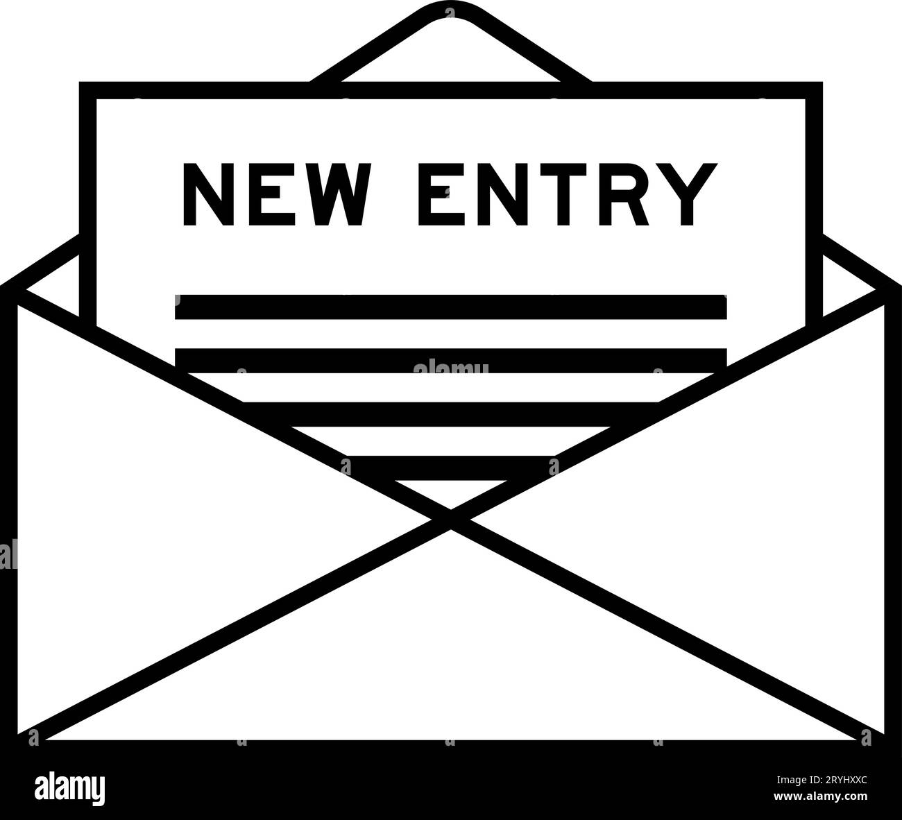 Envelope and letter sign with word new entry as the headline Stock Vector