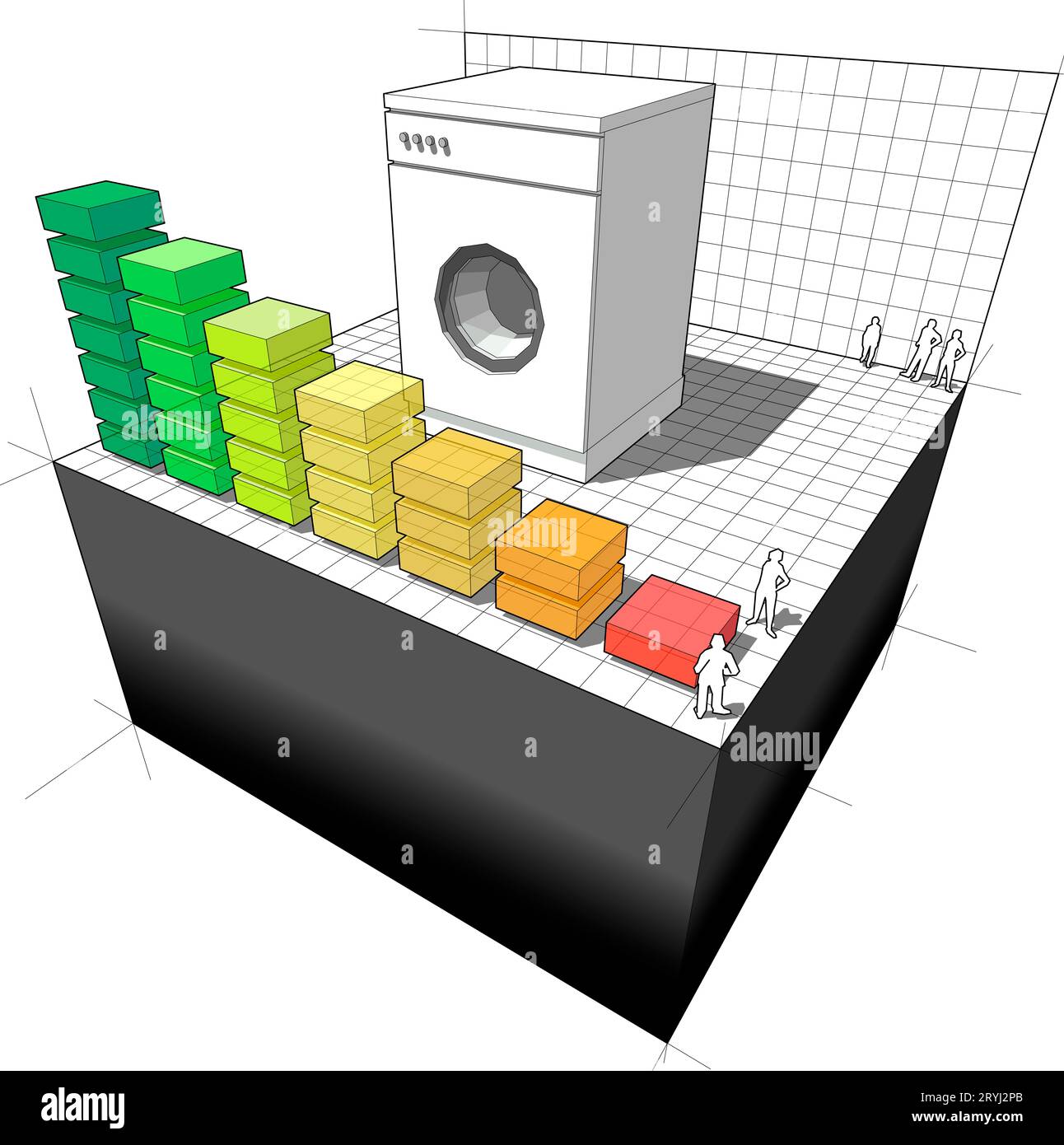 Diagram of aÂ washing machine with energy rating bar diagram Stock Photo Alamy