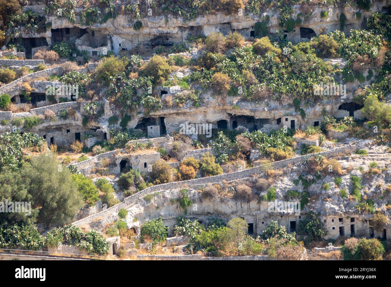 Aerial landscape of Scicli, Sicily Stock Photo