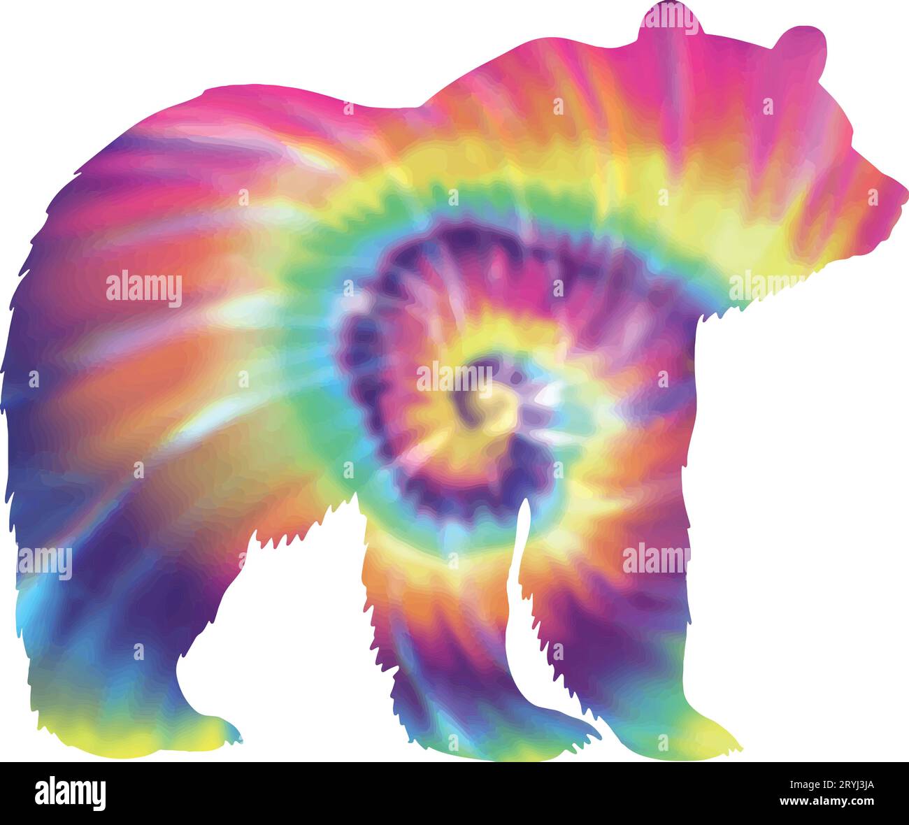 Bear Tie Dye Vector Illustration. Stock Vector