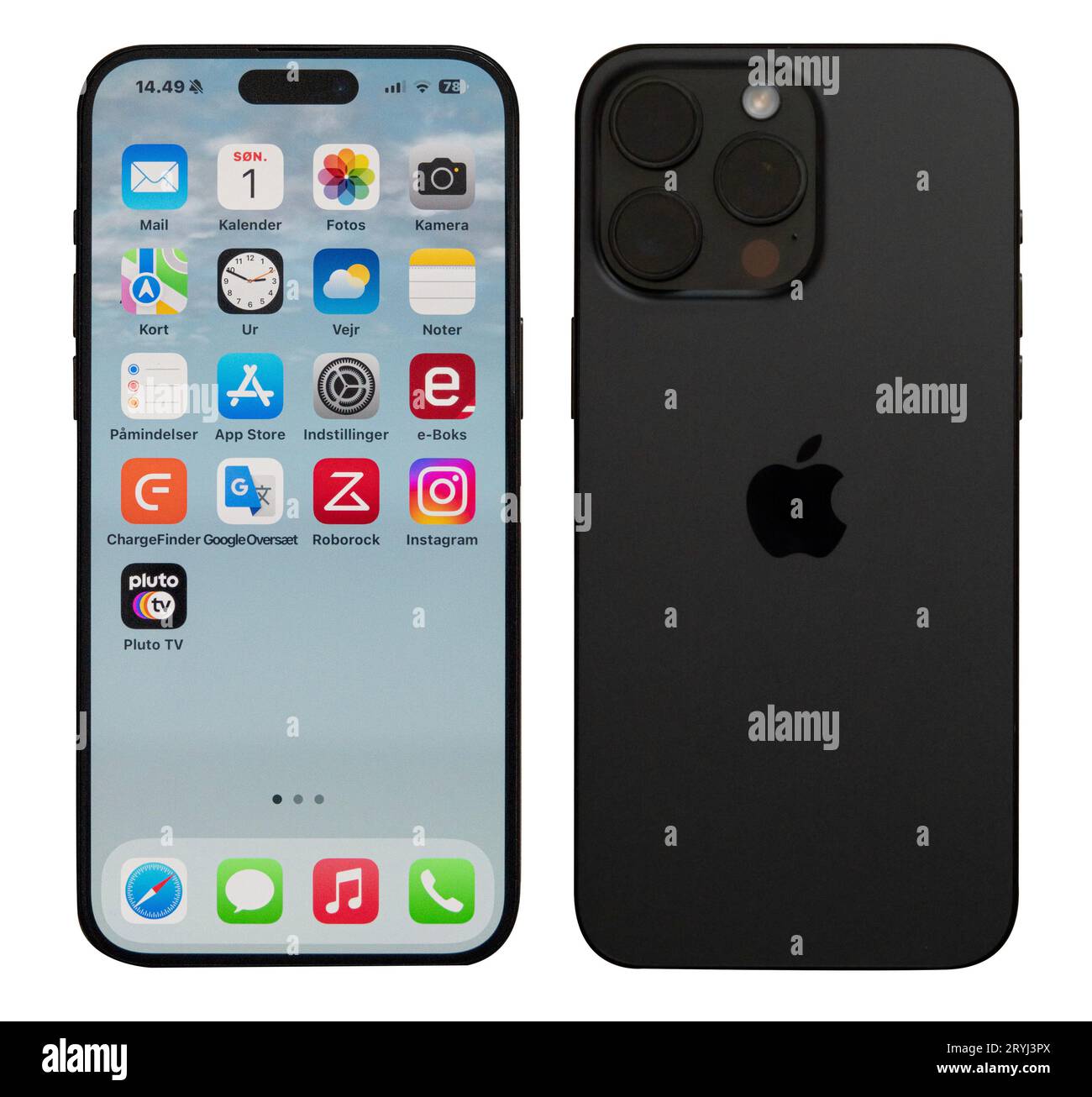 Front And Back Of IPhone 15 From Apple Computer Isolated On White 