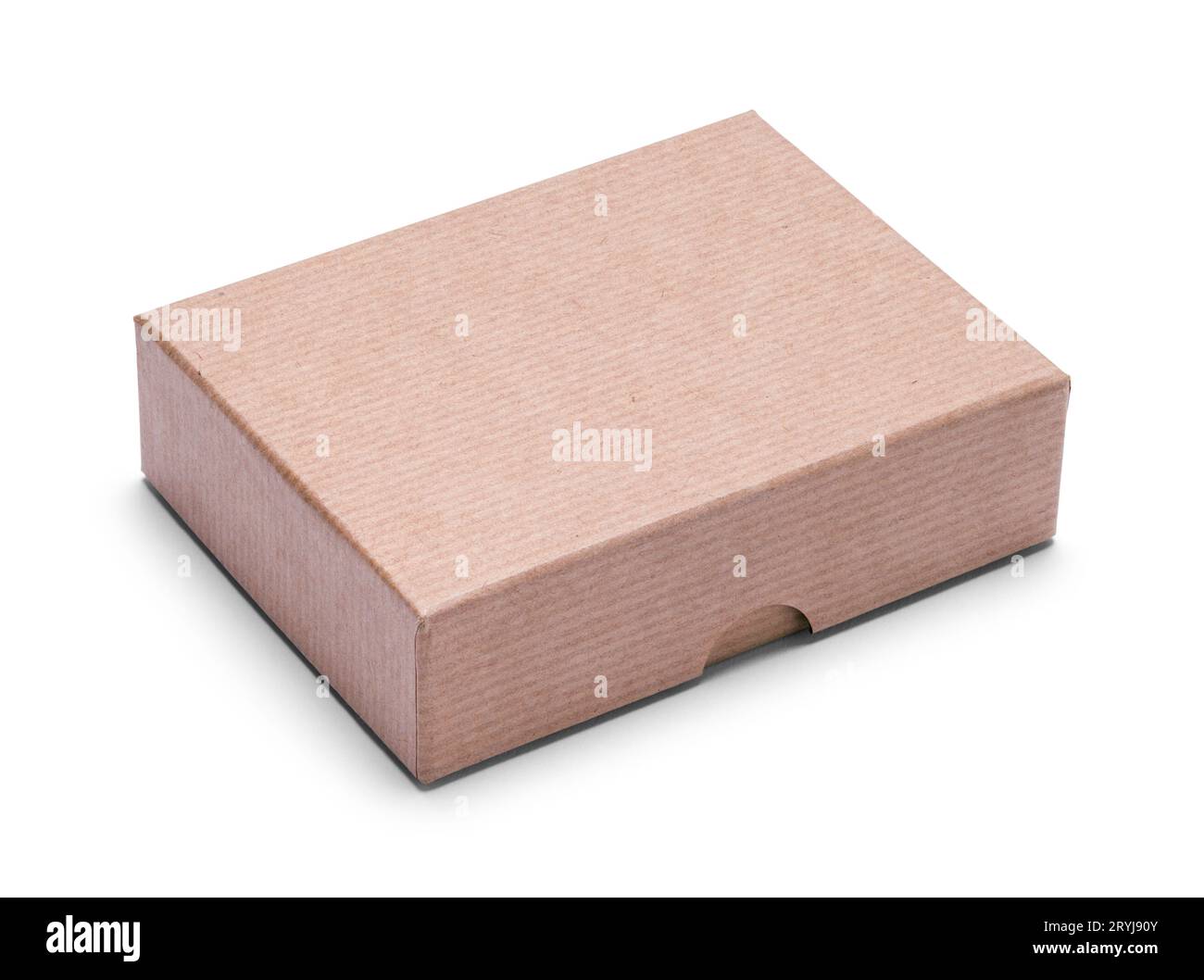 Small Brown Package Box Cut Out on White. Stock Photo