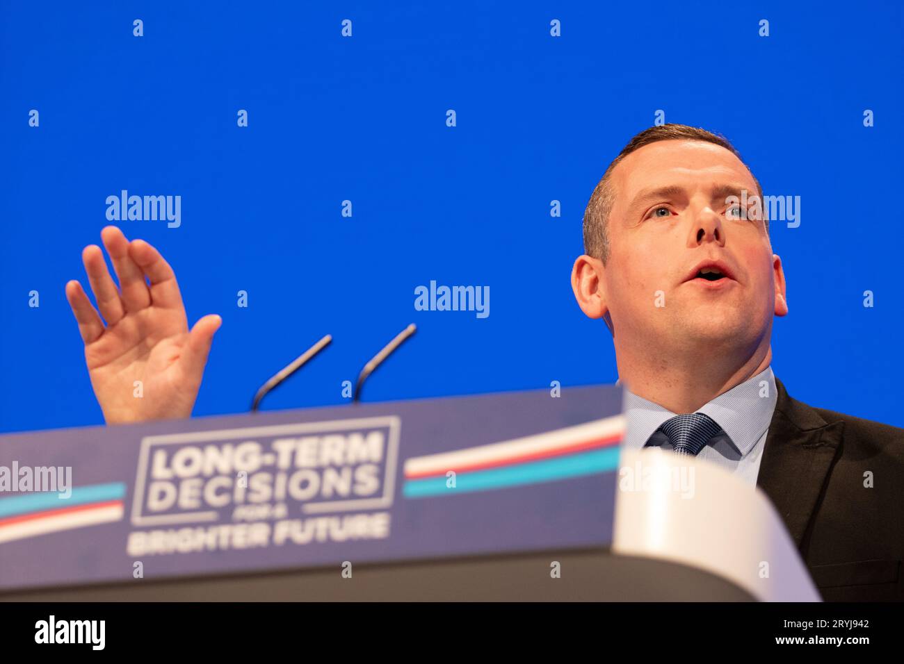 Manchester, UK. 01st Oct, 2023. Douglas Ross MP Leader of the Scottish Conservative and Unionists at  Manchester central centre hosting the first day of Tory conference 2023. Manchester UK.Picture: garyroberts/worldwidefeatures.com Credit: GaryRobertsphotography/Alamy Live News Stock Photo