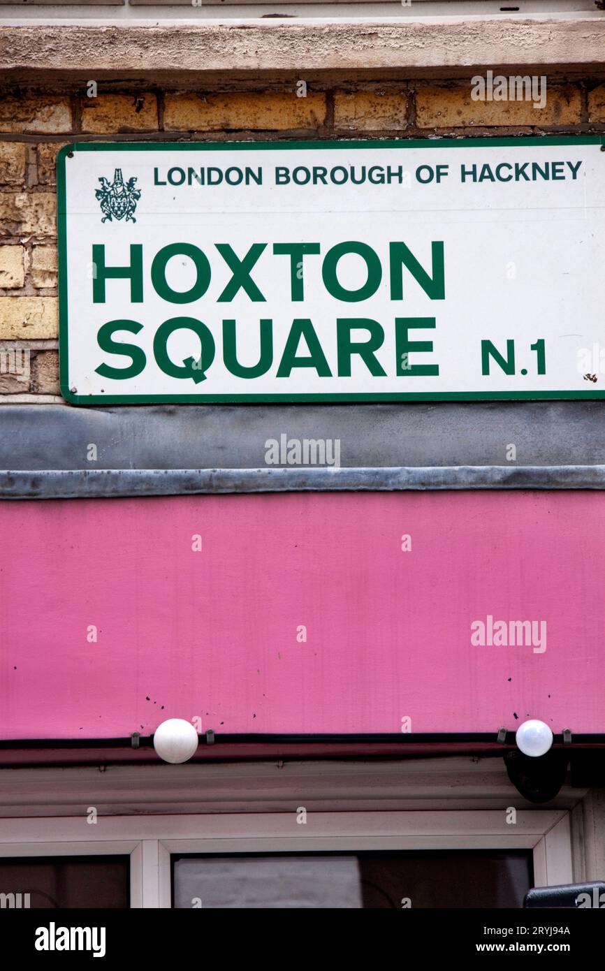 Hoxton Square N1 London Borough of Hackney street sign Stock Photo