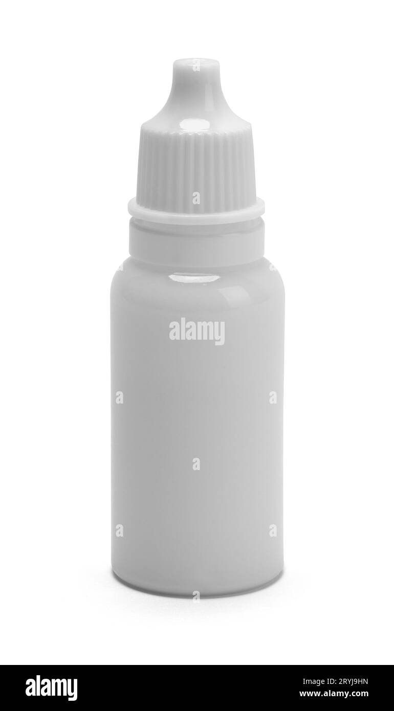 Small Plastic Bottle Cut Out on White. Stock Photo
