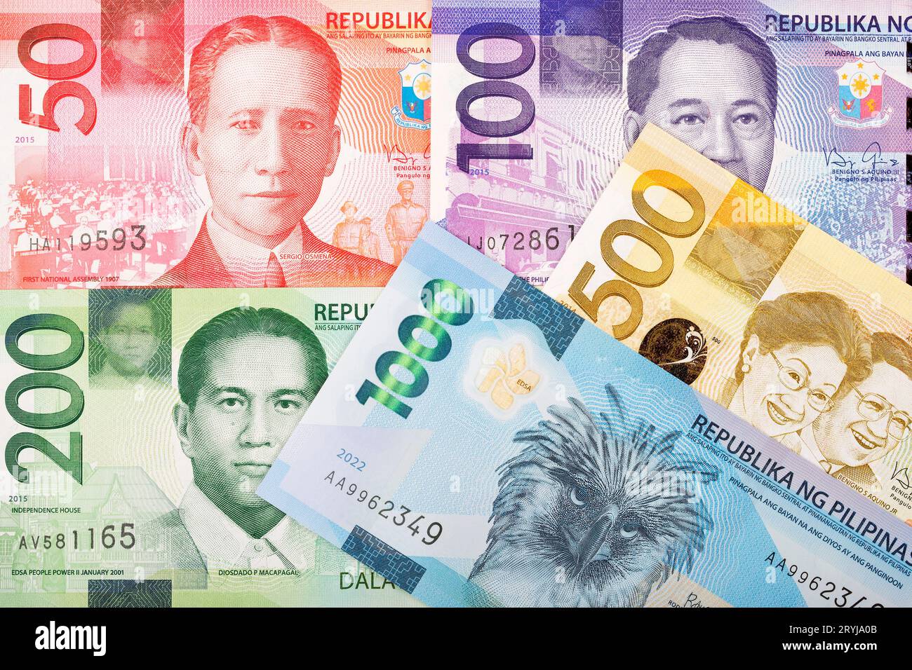 Philippine money - new series of banknotes Stock Photo