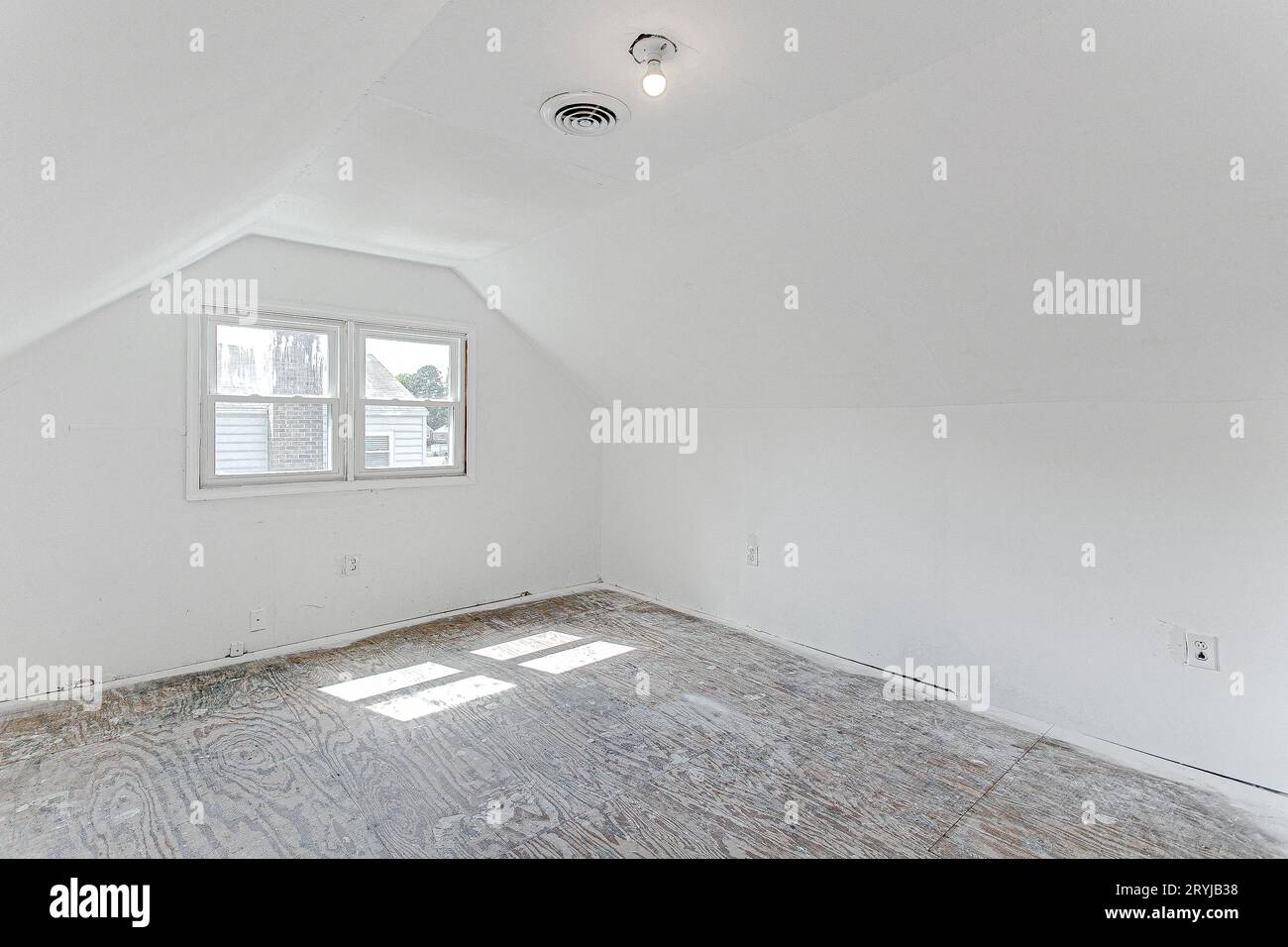 Dirty Empty White Room with Exposed Wood Flooring with No Floor Trim Stock Photo Alamy