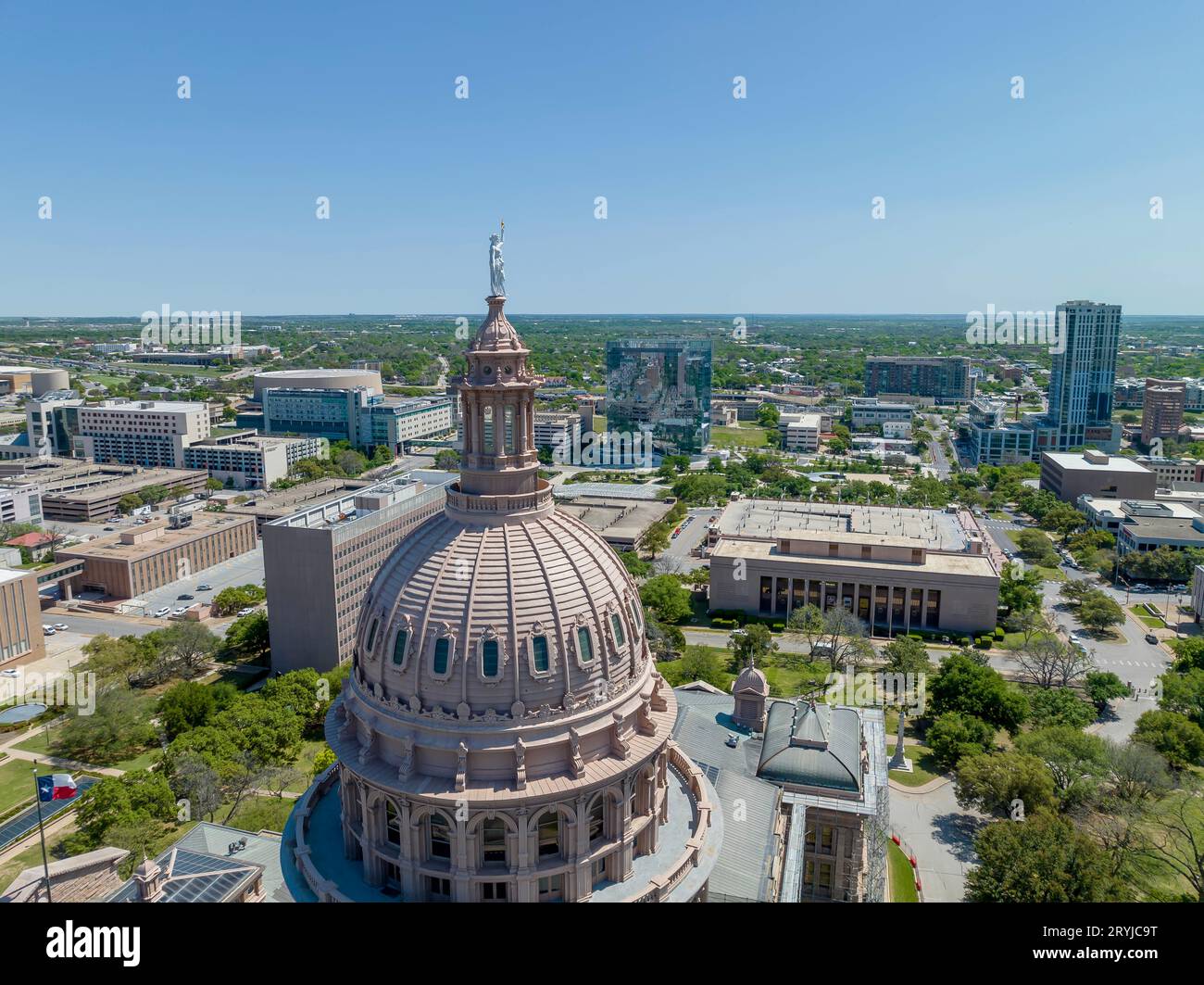 Aerial View Of The Texas State Capitol In Austin Texas Stock Photo