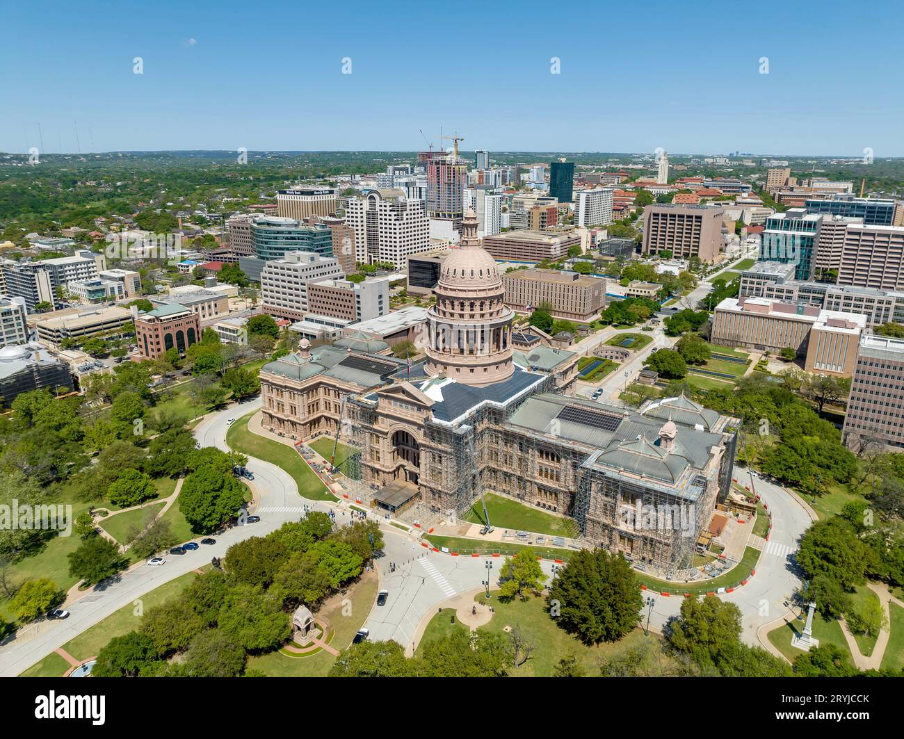 Aerial View Of The Texas State Capitol In Austin Texas Stock Photo