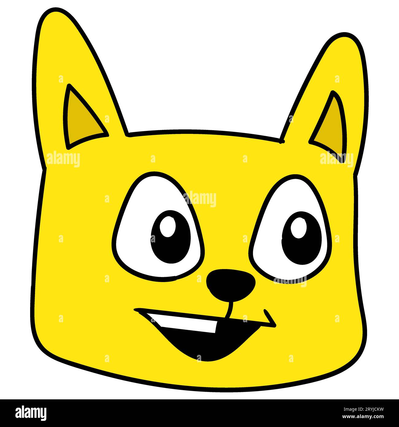 yellow cat head is smiling cutely, vector illustration carton emoticon. doodle icon drawing Stock Photo