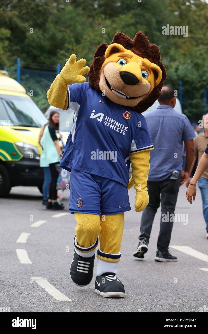 New York, NY - July 24, 2019: Sporting CP mascot lion Jubas as seen on the  pitch