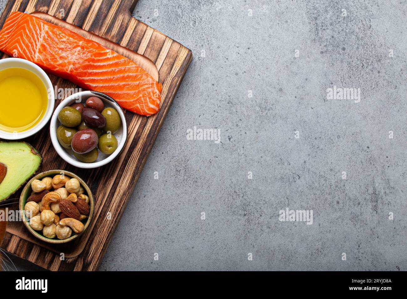 Food sources of healthy unsaturated fat and omega 3 fresh raw salmon
