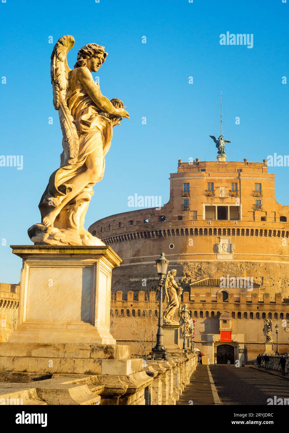 Sant Angelo Castle and Bridge in Rome, Italia. Stock Photo