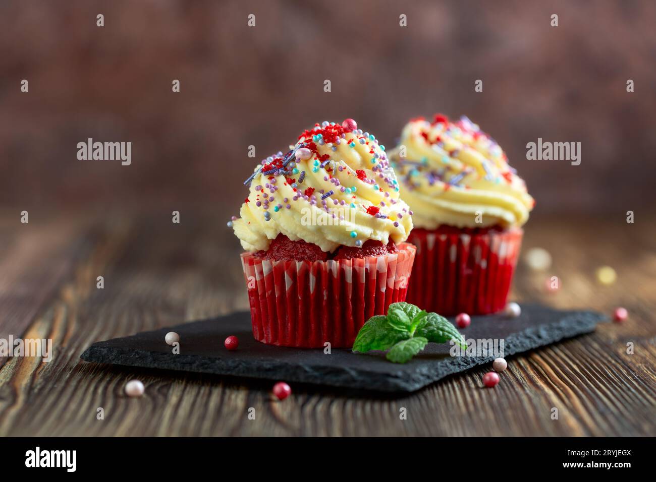 Cupcakes Red Velvet. Stock Photo