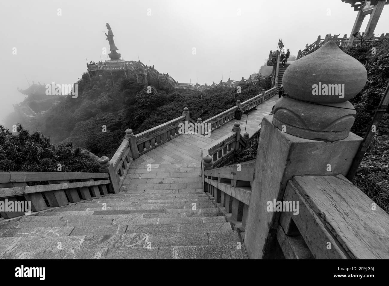 The Buddhist Temple at the Fansipan at Sapa in Vietnam Stock Photo