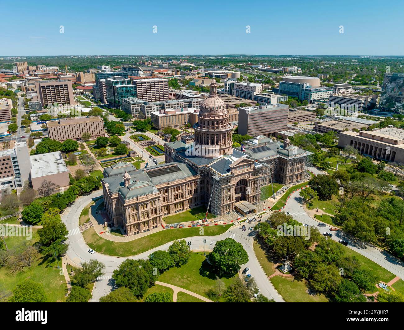 Aerial View Of The Texas State Capitol In Austin Texas Stock Photo