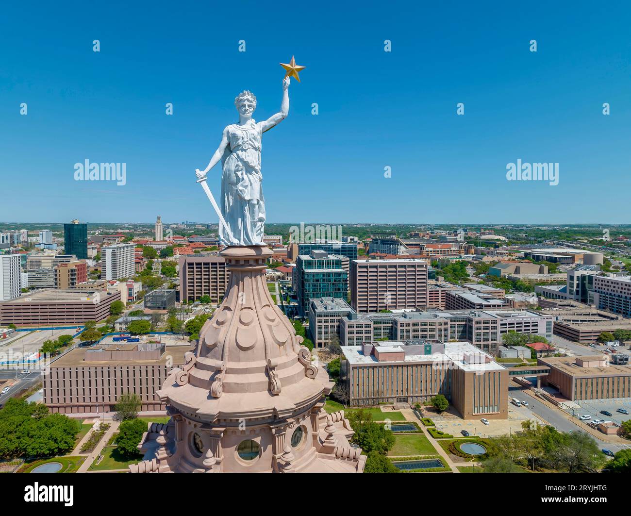 Aerial View Of The Texas State Capitol In Austin Texas Stock Photo