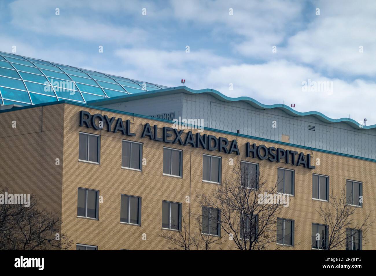 Edmonton, Alberta. Canada. Mar 30, 2023. The Royal Alexandra Hospital or RAH building sign. A large and long serving hospital in Stock Photo