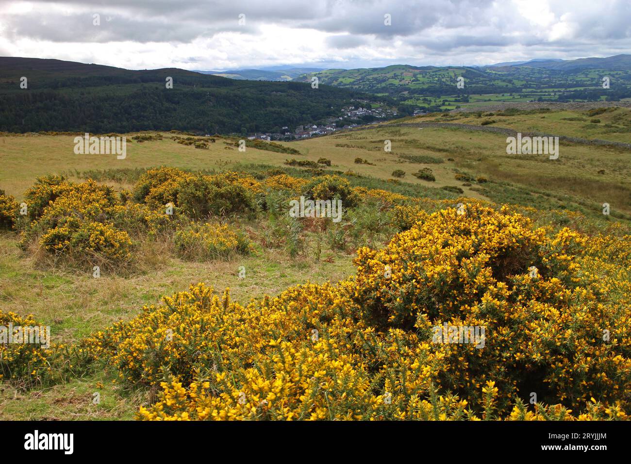 Views of Doreen from Caer Drewyn Hillfort, Wales Stock Photo