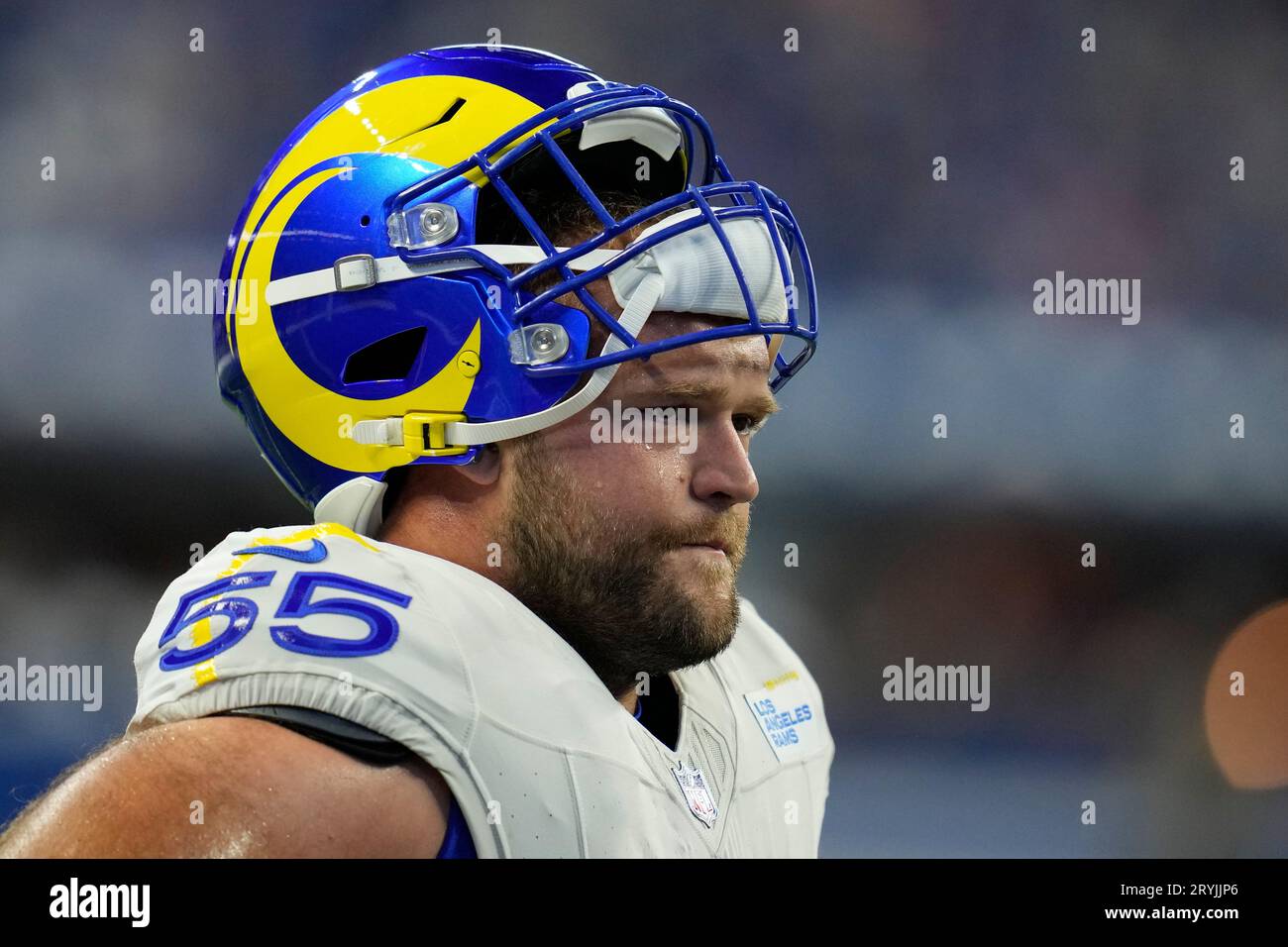 Los Angeles Rams center Brian Allen before an NFL football game against ...