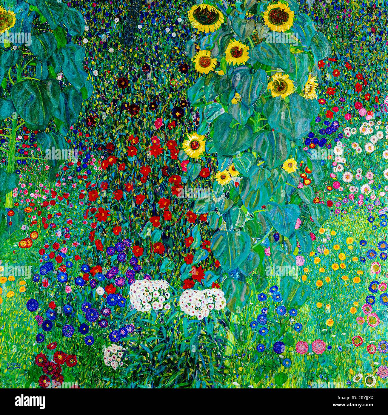 Gustav Klimt's Farm Garden with Sunflowers (1907) famous painting Stock