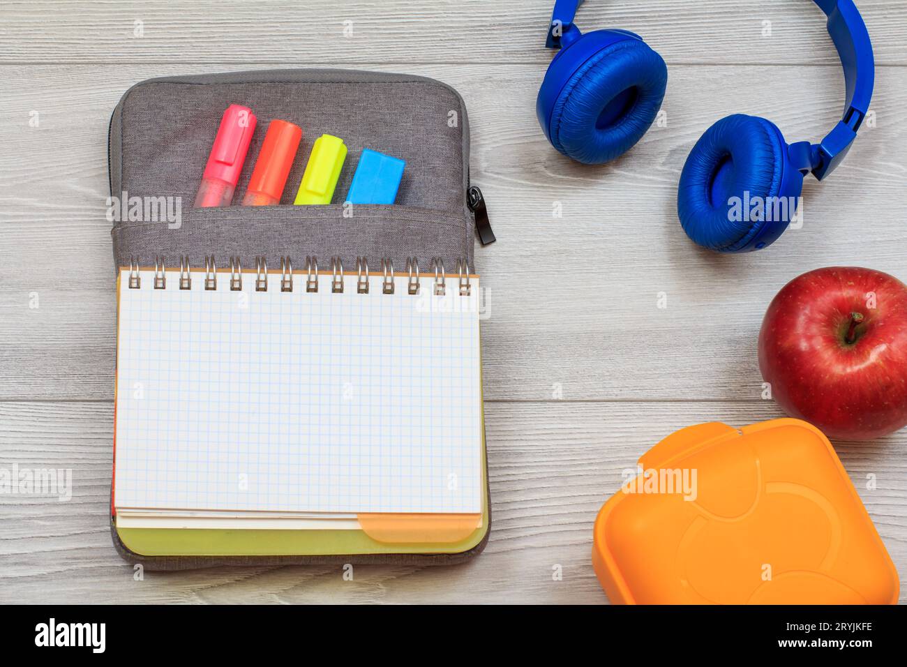 Pencil case decorated with gem stones on a desk Stock Photo - Alamy