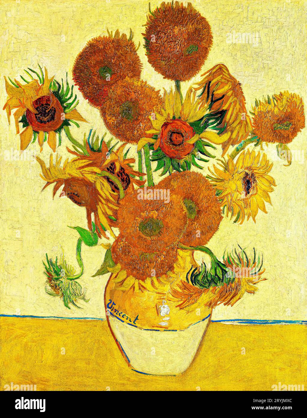 Vincent van Gogh's Sunflowers famous still life painting. Stock Photo