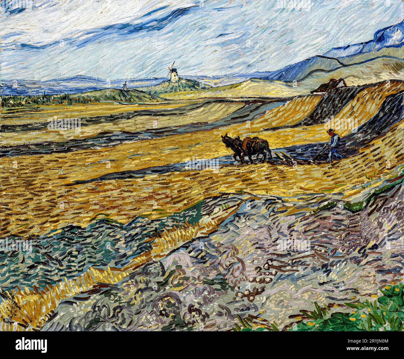 Vincent van Gogh  Enclosed Field with Ploughman Stock Photo