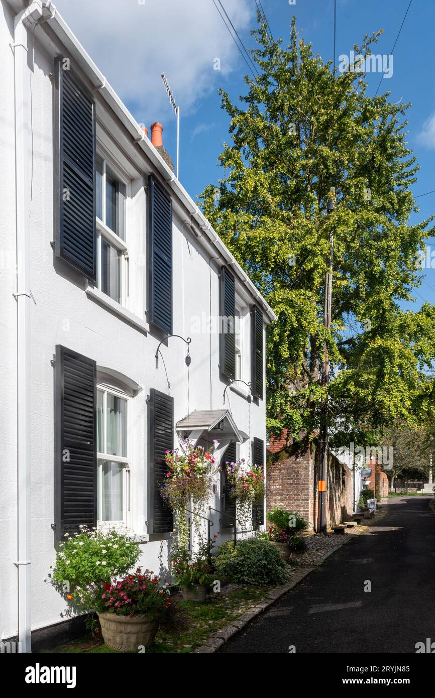 View of the narrow St Peters Street in Bishop's Waltham, historic town in Hampshire, England, UK Stock Photo