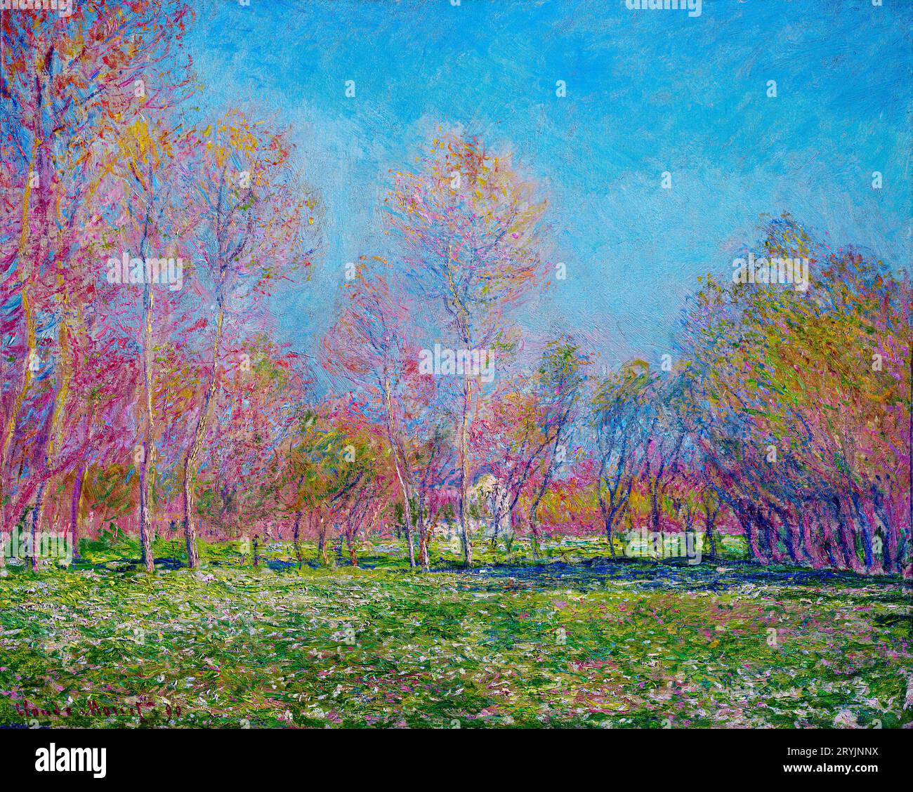 Claude Monet's Spring in Giverny (1890) famous painting. Stock Photo