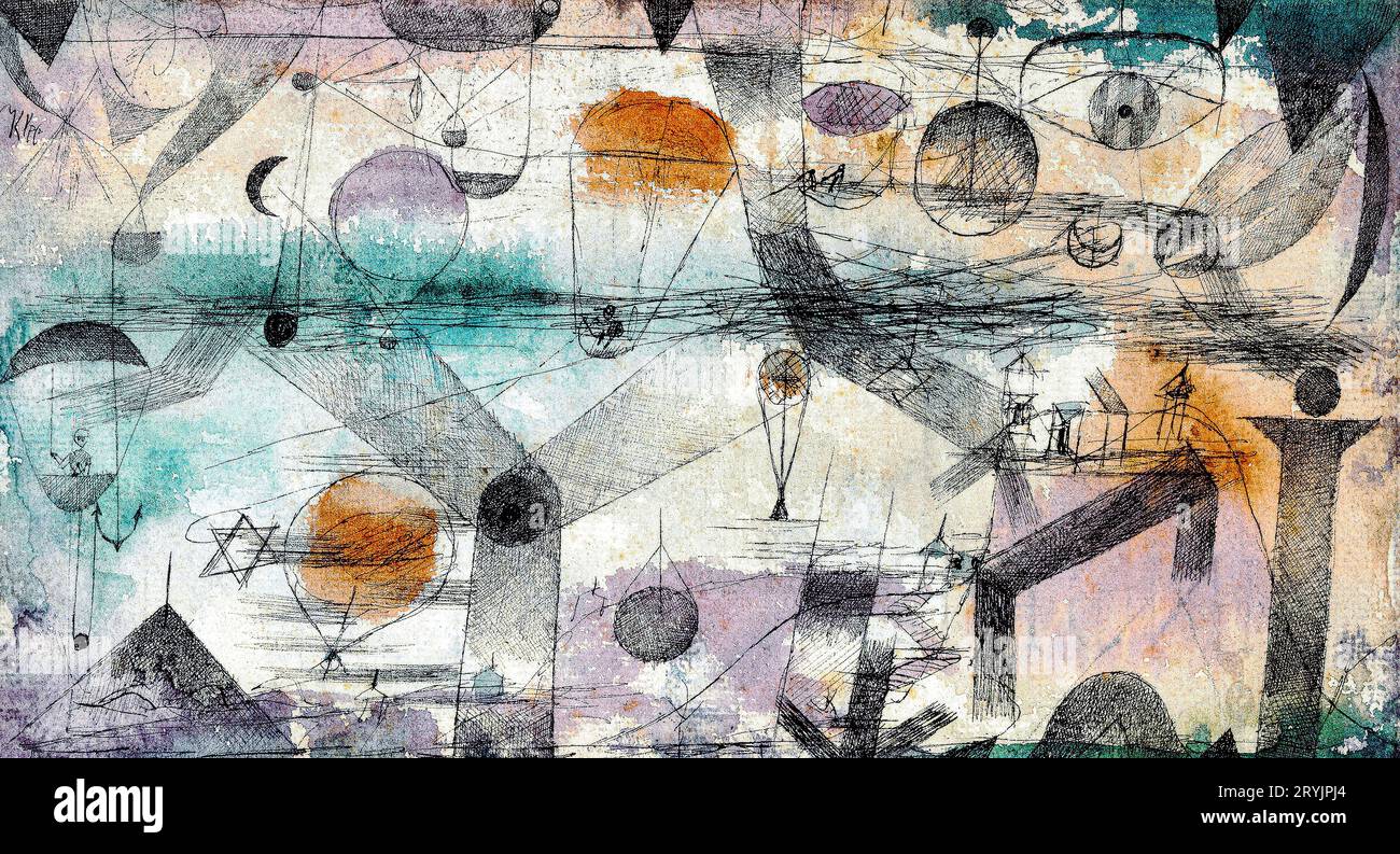 In the realm of air (1917) painting in high resolution by Paul Klee. Stock Photo