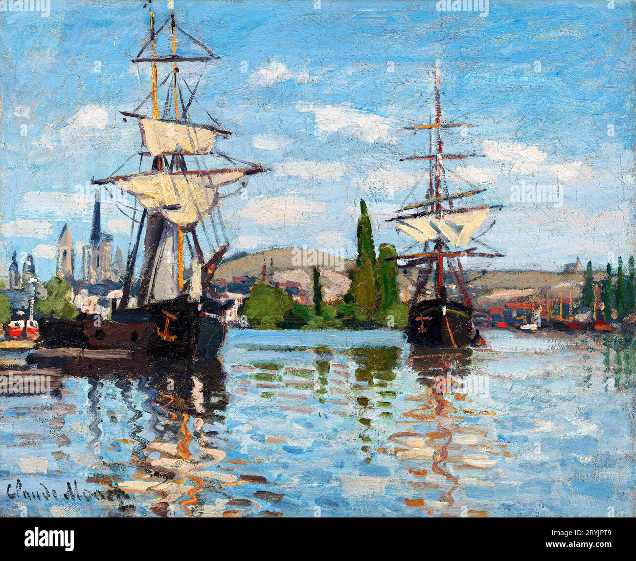 Ships Riding On The Seine At Rouen Claude Monet Stock Photo - Alamy