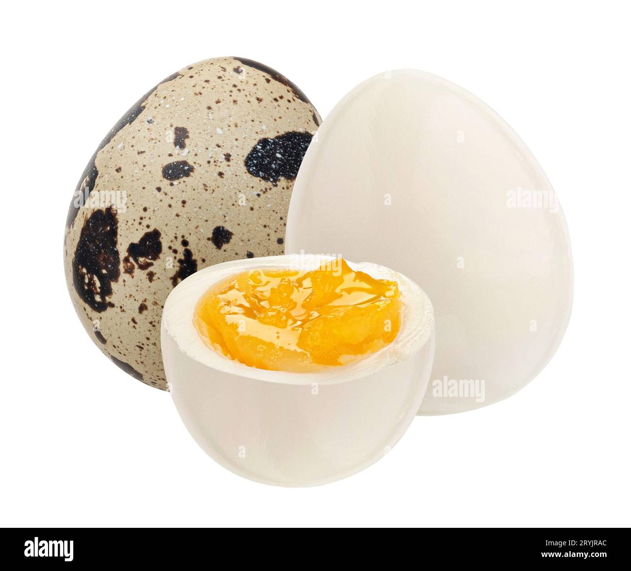 Quail eggs isolated on white background Stock Photo